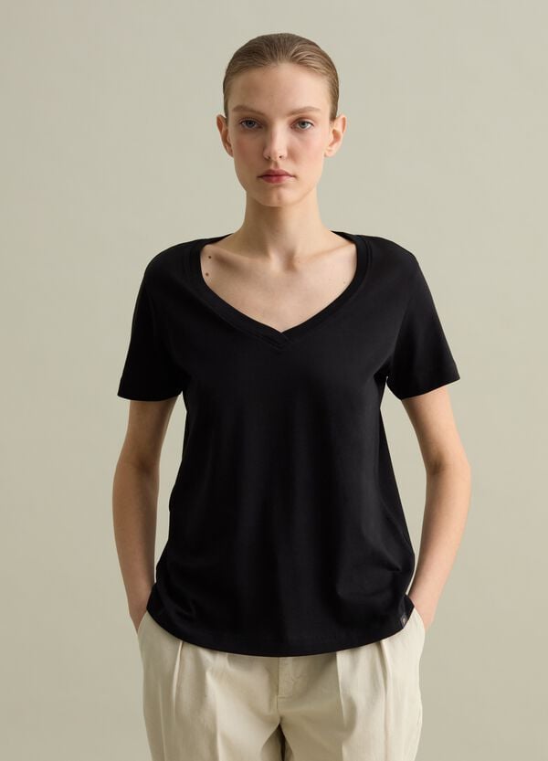 Ovs T-shirt In Cotone Con Scollo A V