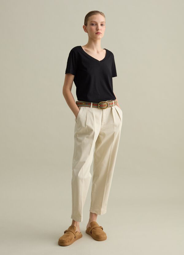 Ovs T-shirt in cotone con scollo a V