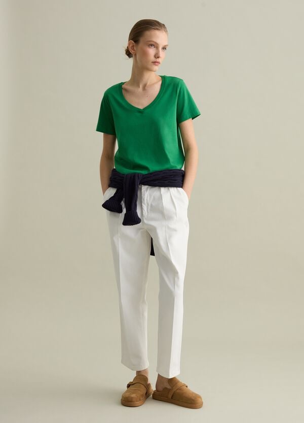 Ovs T-shirt In Cotone Con Scollo A V