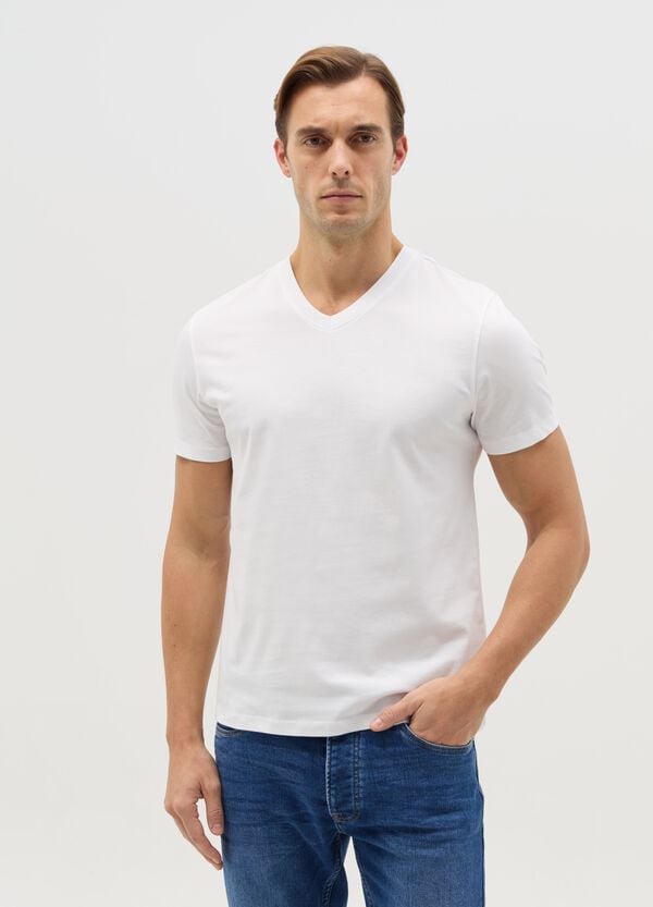 Ovs T-shirt in cotone con scollo a V