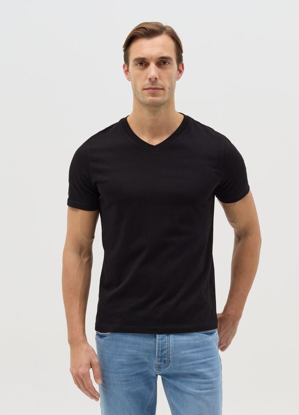 Ovs T-shirt in cotone con scollo a V