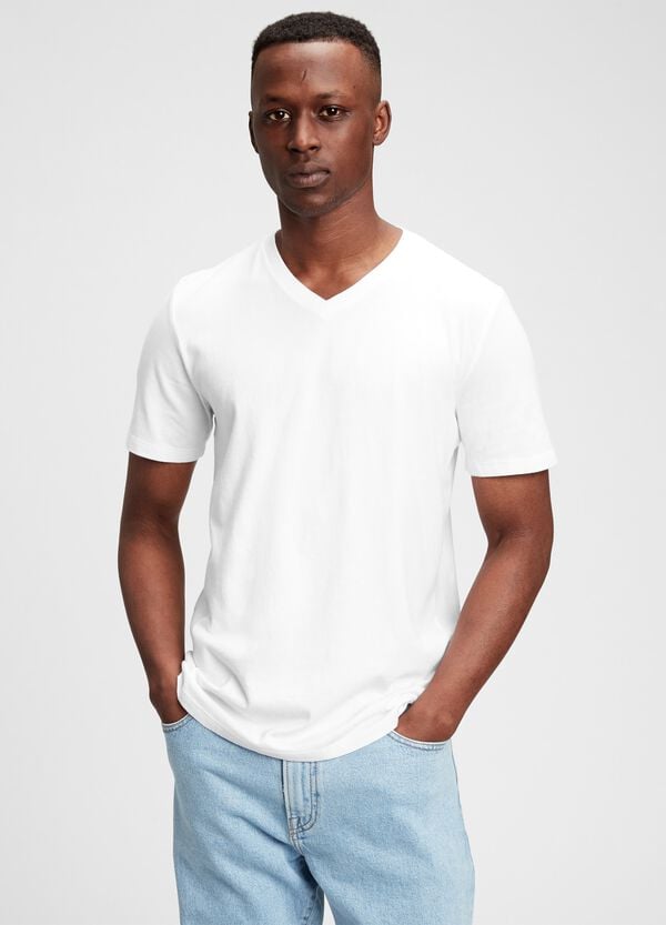 Ovs T-shirt in cotone con scollo a V