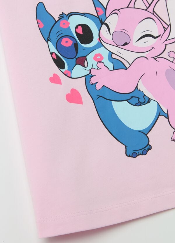 Ovs T-shirt In Cotone Con Stampa Angel & Stitch