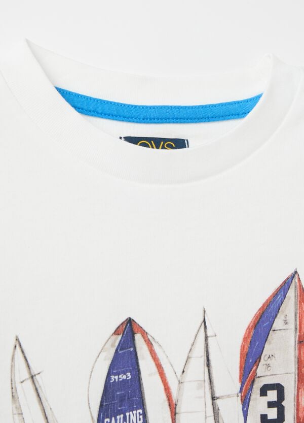 Ovs T-shirt In Cotone Con Stampa Barche A Vela