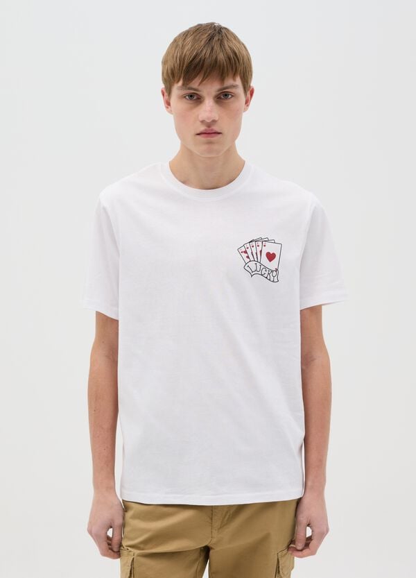 Ovs T-shirt in cotone con stampa carte poker