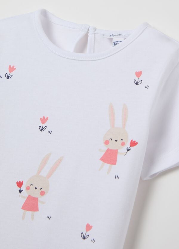 Ovs T-shirt In Cotone Con Stampa Coniglietti