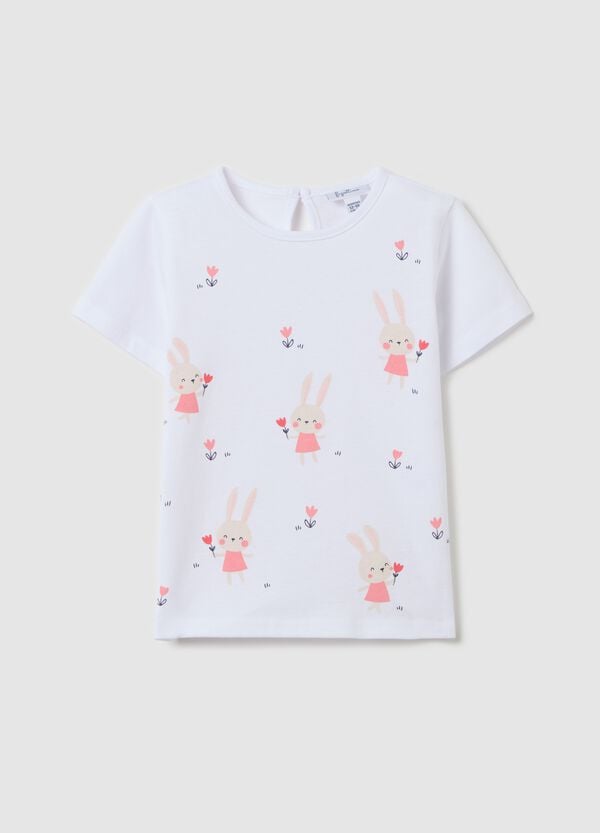 Ovs T-shirt in cotone con stampa coniglietti