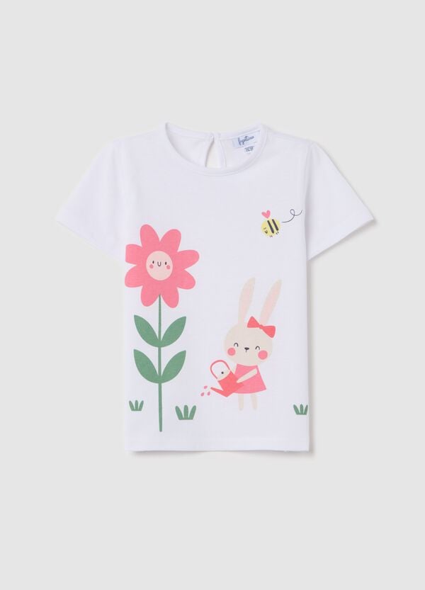 Ovs T-shirt in cotone con stampa coniglietti