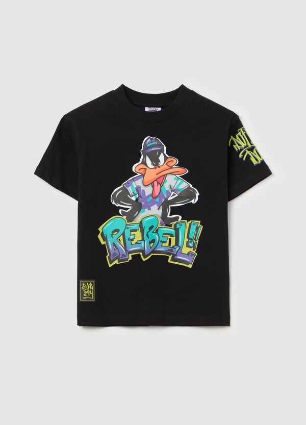 Ovs T-shirt in cotone con stampa Daffy Duck "REBEL"