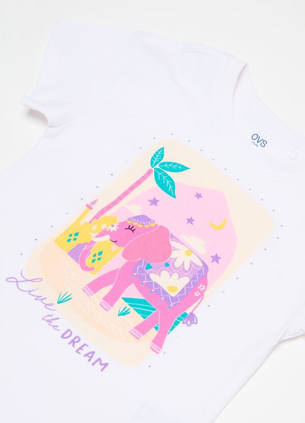 Ovs T-shirt In Cotone Con Stampa E Strass
