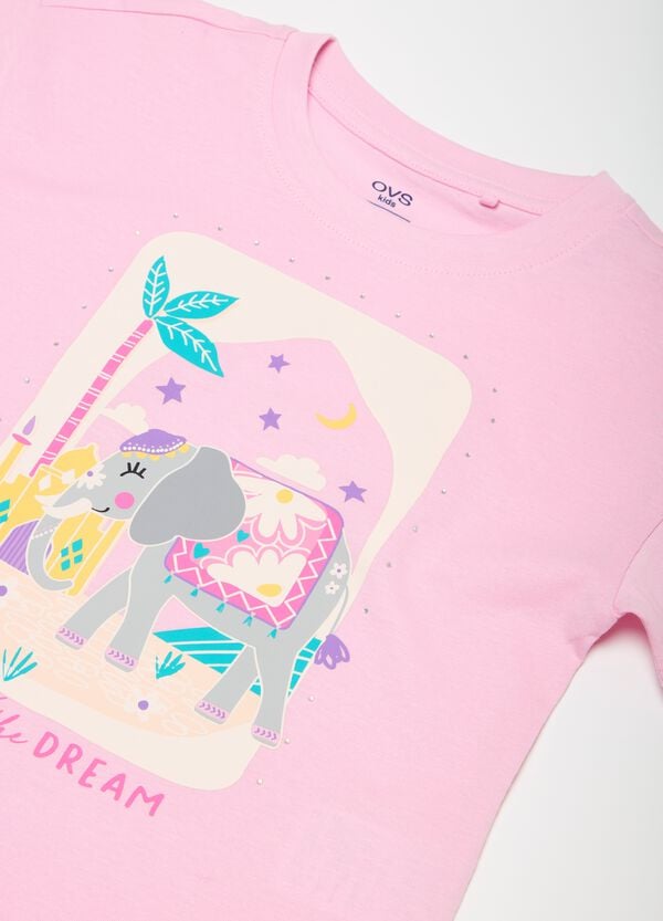 Ovs T-shirt In Cotone Con Stampa E Strass