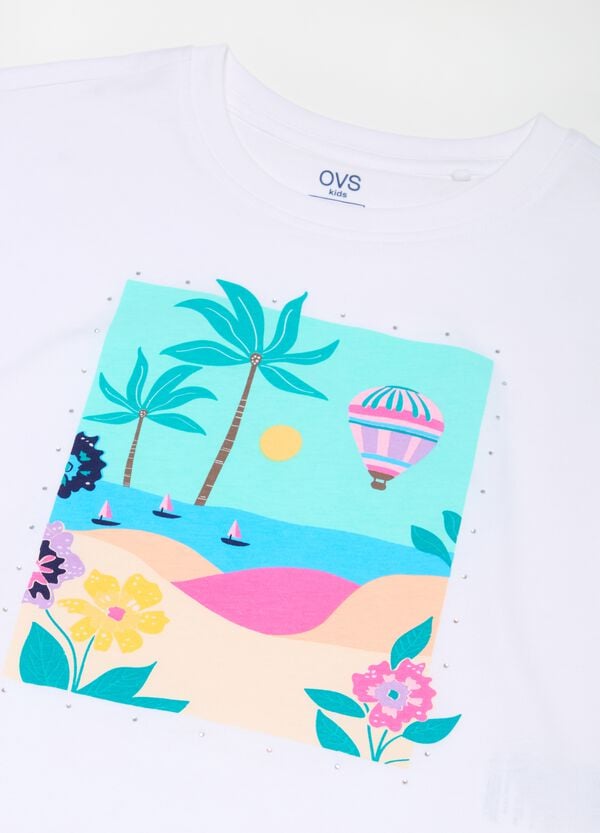 Ovs T-shirt In Cotone Con Stampa E Strass