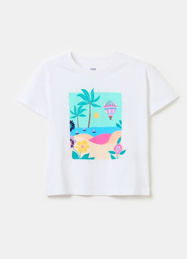 Ovs T-shirt in cotone con stampa e strass