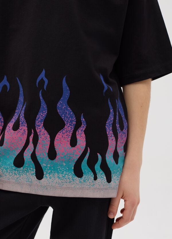 Ovs T-shirt In Cotone Con Stampa Fiamme