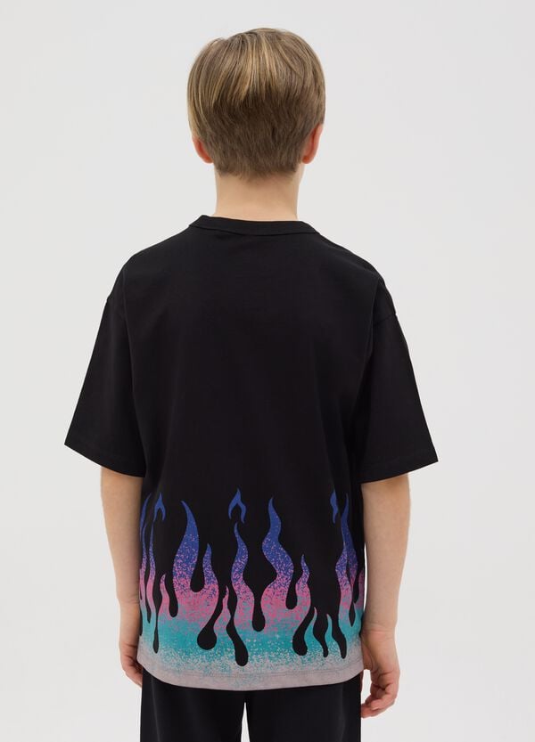Ovs T-shirt In Cotone Con Stampa Fiamme