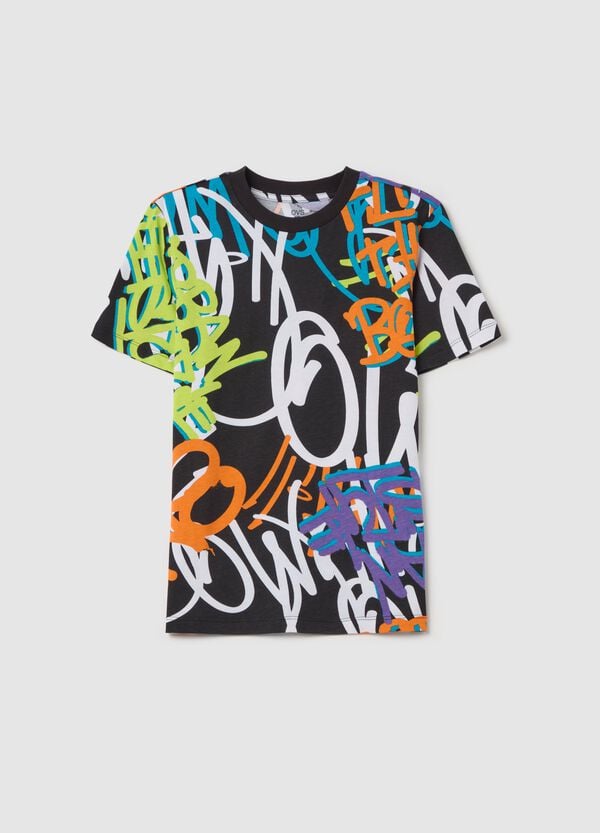 Ovs T-shirt In Cotone Con Stampa Graffiti