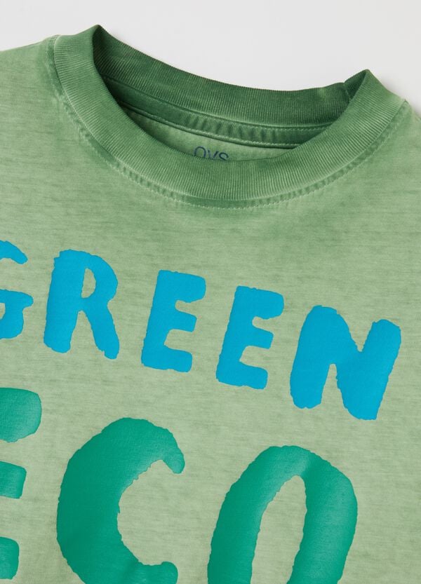 Ovs T-shirt In Cotone Con Stampa "Green Eco Travel"