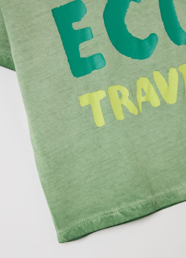 Ovs T-shirt In Cotone Con Stampa "Green Eco Travel"