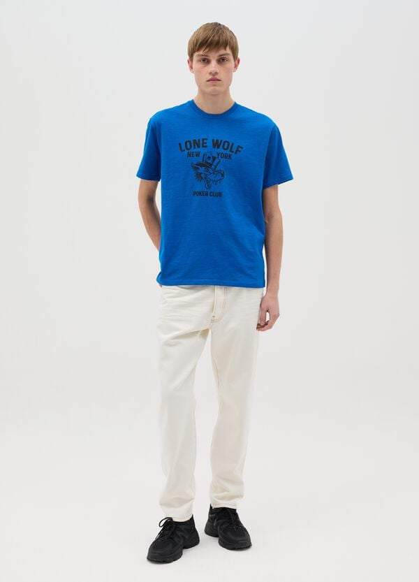 Ovs T-shirt In Cotone Con Stampa Lupo Motivo Poker