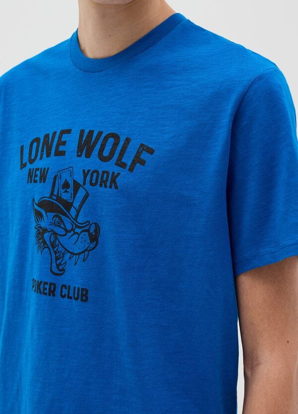 Ovs T-shirt In Cotone Con Stampa Lupo Motivo Poker