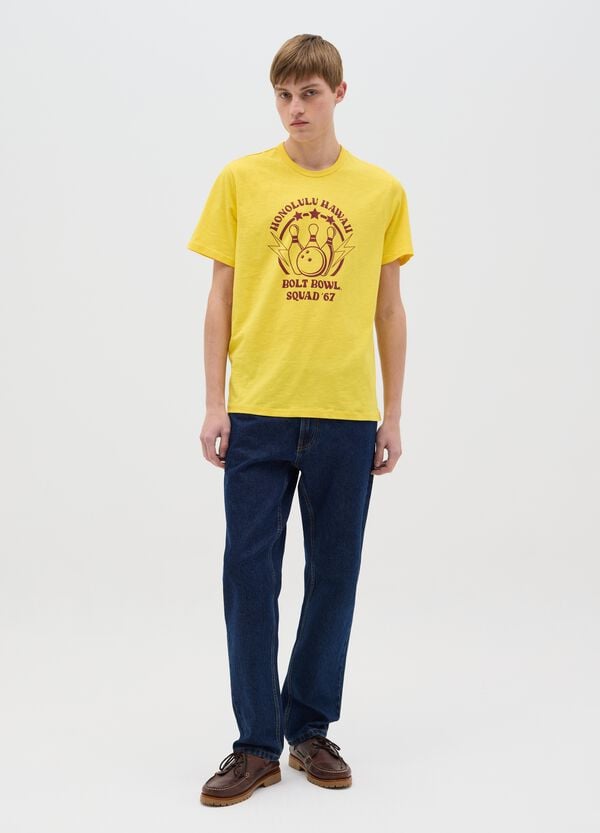 Ovs T-shirt In Cotone Con Stampa Motivo Bowling