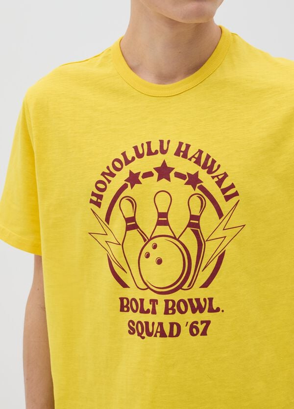 Ovs T-shirt In Cotone Con Stampa Motivo Bowling