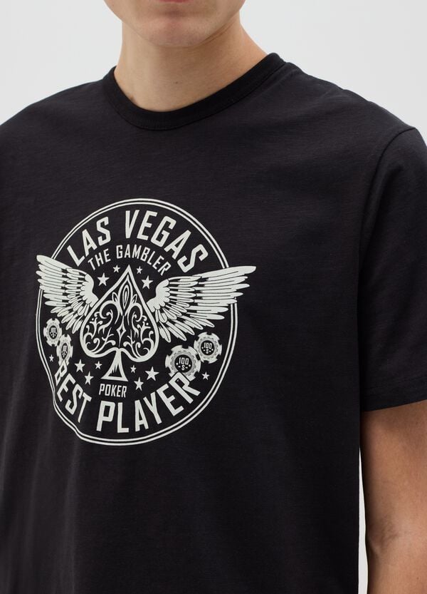 Ovs T-shirt In Cotone Con Stampa Motivo Poker