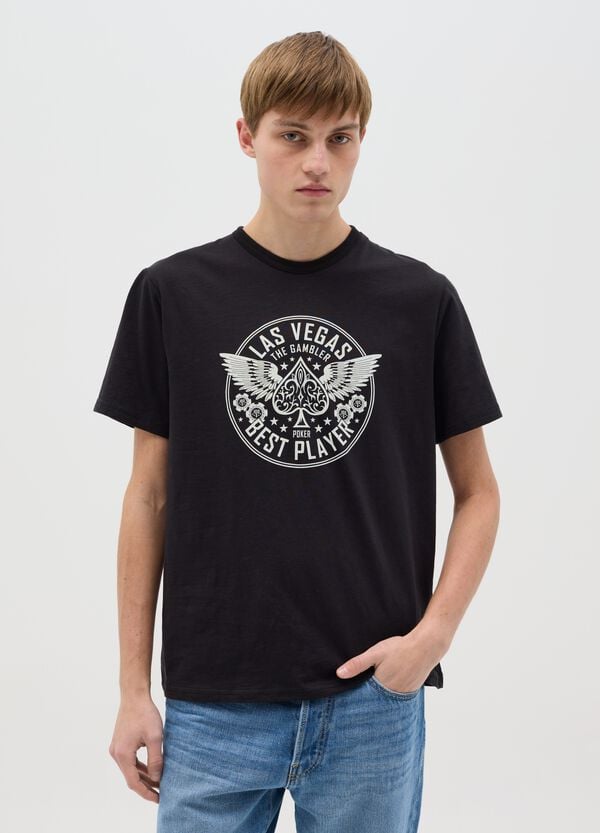 Ovs T-shirt in cotone con stampa motivo poker