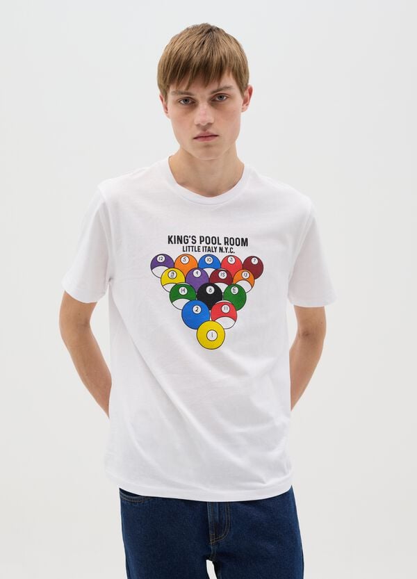 Ovs T-shirt in cotone con stampa palle da biliardo