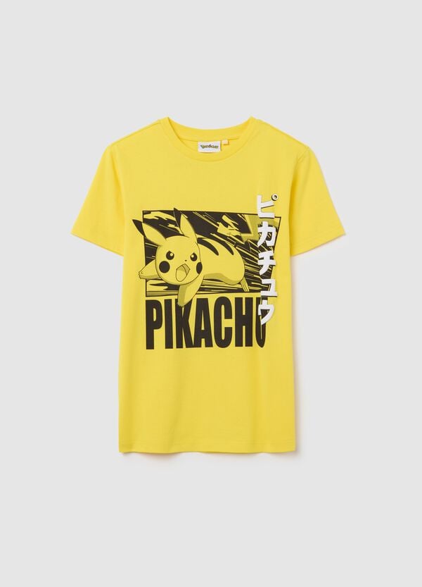 Ovs T-shirt in cotone con stampa Pikachu giallo