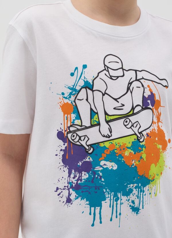 Ovs T-shirt In Cotone Con Stampa Ragazzo Skater