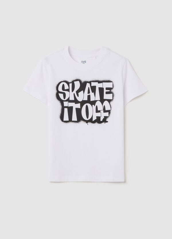 Ovs T-shirt in cotone con stampa "Skate it Off"