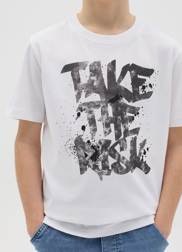 Ovs T-shirt In Cotone Con Stampa "TAKE THE RISK"