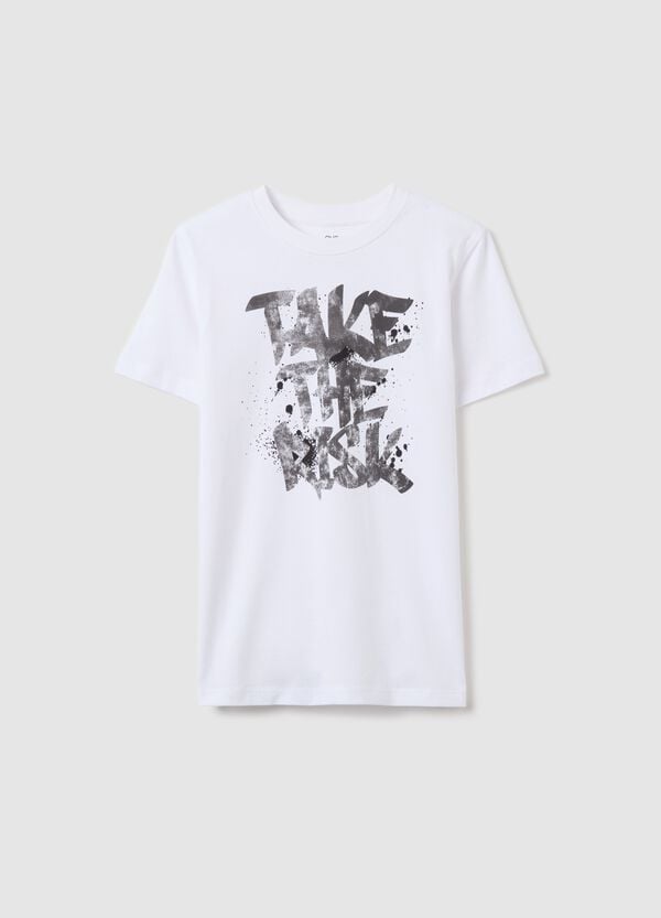 Ovs T-shirt In Cotone Con Stampa "TAKE THE RISK"