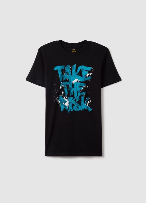 Ovs T-shirt in cotone con stampa "TAKE THE RISK"