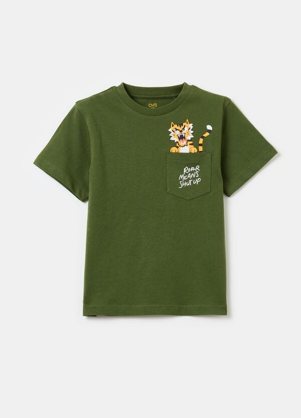 Ovs T-shirt in cotone con tasca e stampa