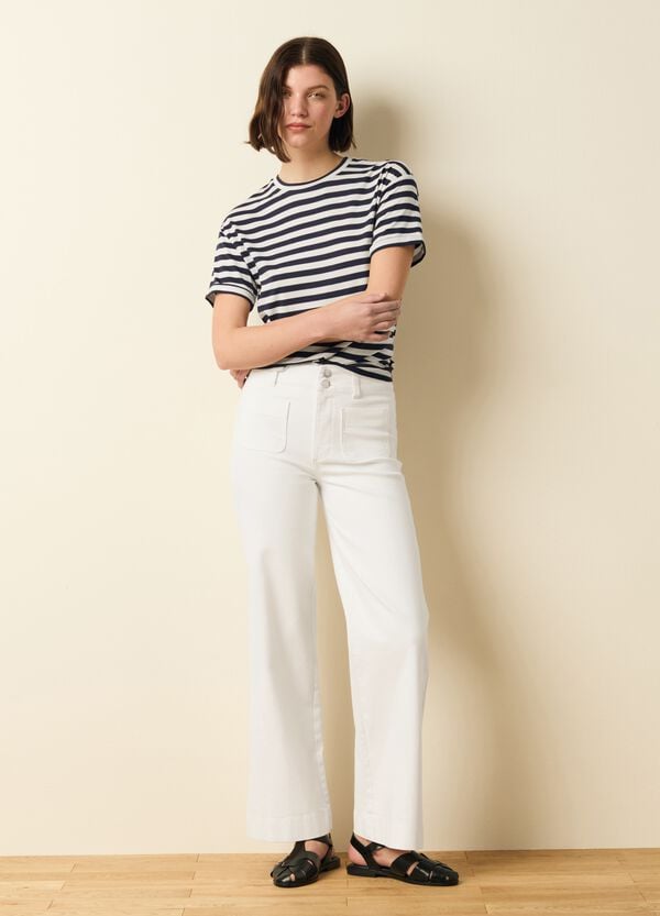 Ovs T-shirt In Cotone E Modal A Righe