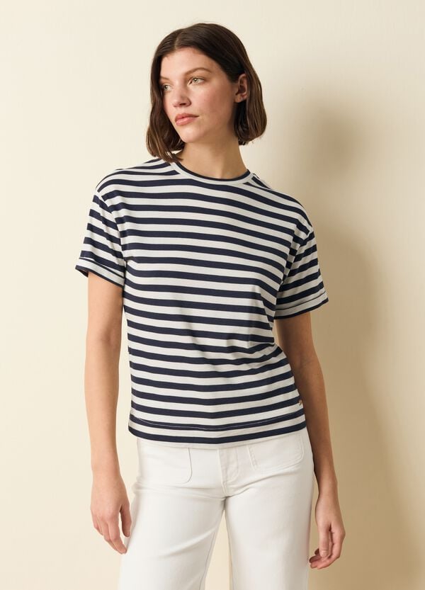 Ovs T-shirt in cotone e modal a righe