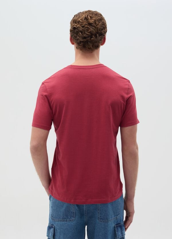 Ovs T-shirt In Cotone Slub Con Scollo A V