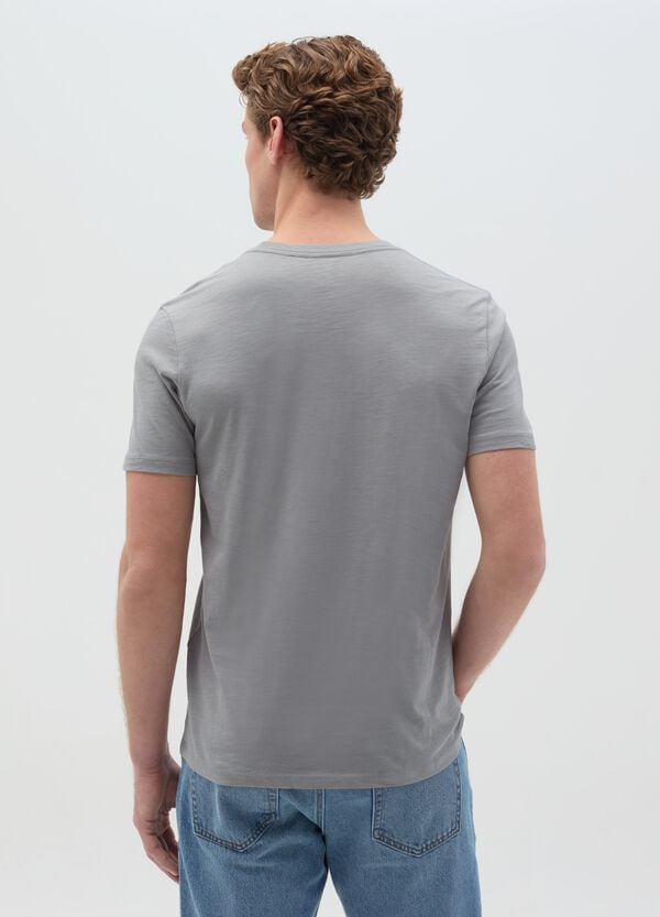 Ovs T-shirt In Cotone Slub Con Scollo A V
