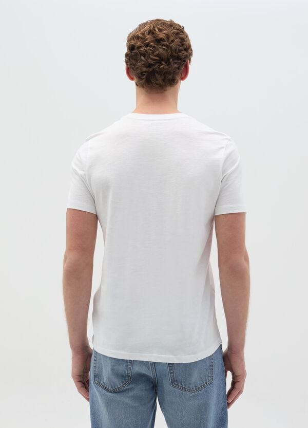 Ovs T-shirt In Cotone Slub Con Scollo A V