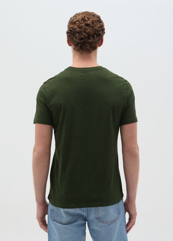 Ovs T-shirt In Cotone Slub Con Scollo A V
