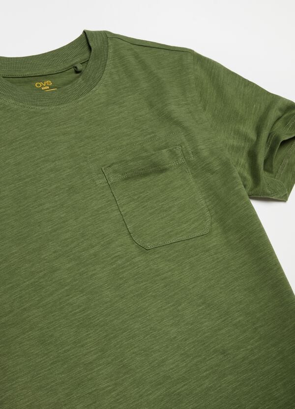 Ovs T-shirt In Cotone Slub Con Taschino