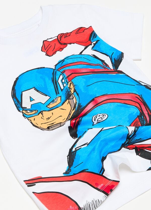 Ovs T-shirt In Cotone Stampa Captain America