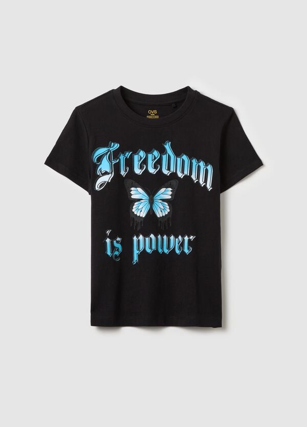 Ovs T-shirt in cotone stampa "Freedom is Power"