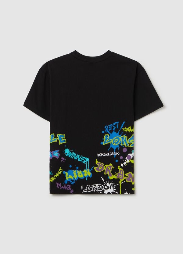 Ovs T-shirt In Cotone Stampa Logo Stile Graffiti