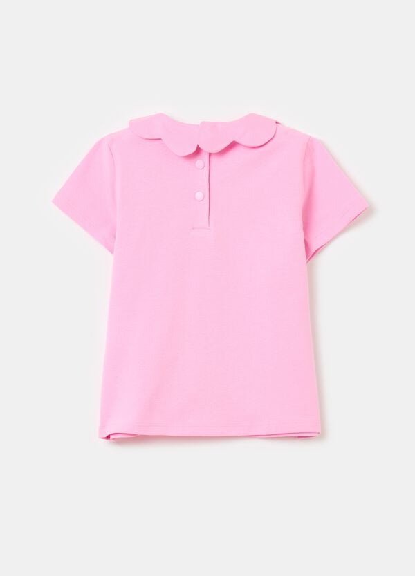 Ovs T-shirt In Cotone Stretch Con Colletto A Fiore