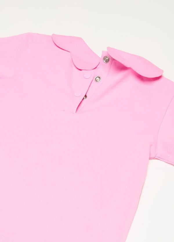 Ovs T-shirt In Cotone Stretch Con Colletto A Fiore