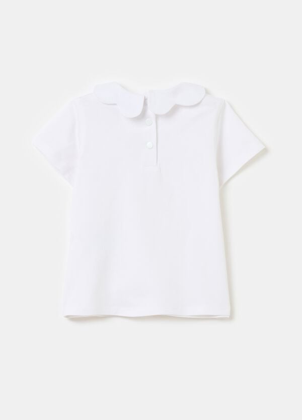Ovs T-shirt In Cotone Stretch Con Colletto A Fiore