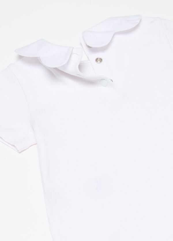 Ovs T-shirt In Cotone Stretch Con Colletto A Fiore
